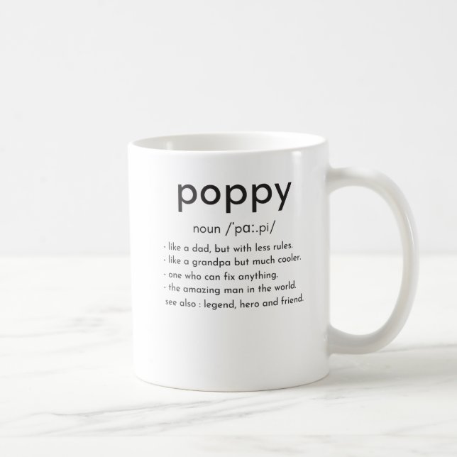 Mug Définition de Poppy drôle grand-père Fête des père (Droite)