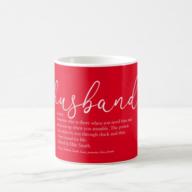 Mug Définition du mari Cool Script d'amour Coeur rouge (Centre)