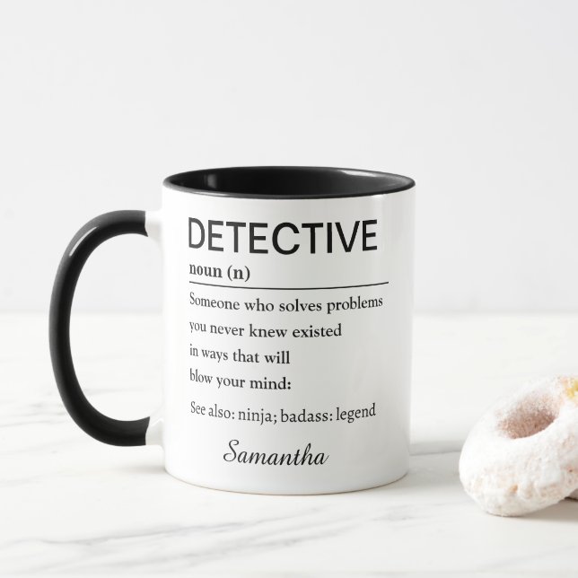 Mug Définition d'un détective drôle (Avec donut)