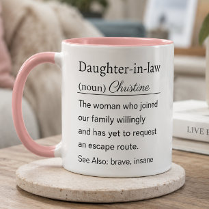 Mug Définition Personnalisée Drôle de Belle-Fille Rose
