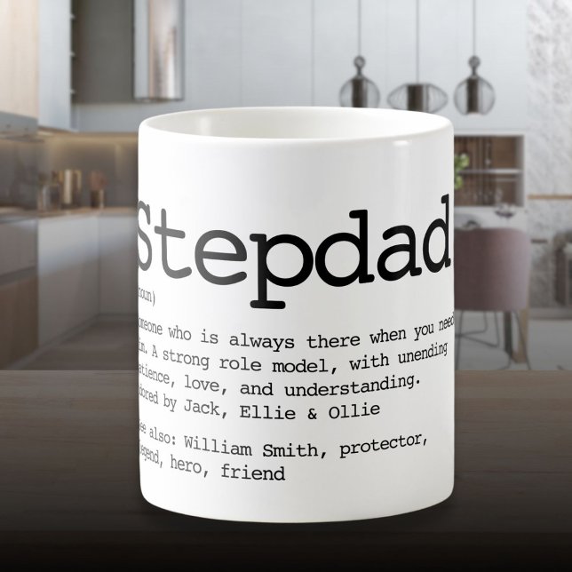 Mug Définition Stepdad Personnalisée Noir Et Blanc (Custom Stepdad Definition Black And White Coffee Mug)