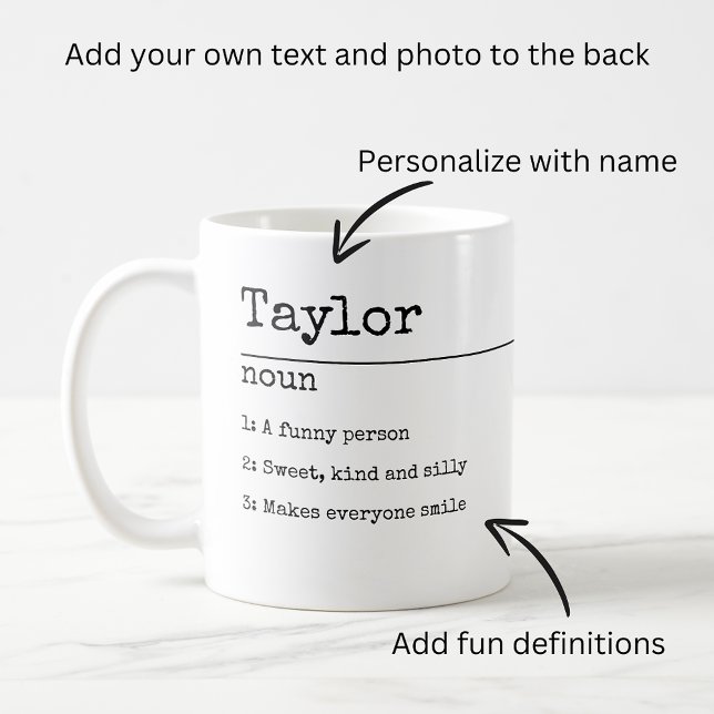 Mug Définition Votre Propre Amusement Personnalisé (Definition Your Own Fun Personalized Coffee Mug from Ricaso. Add your own text and photograph)