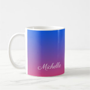 Mug dégradé bleu et rose foncé personnalisé