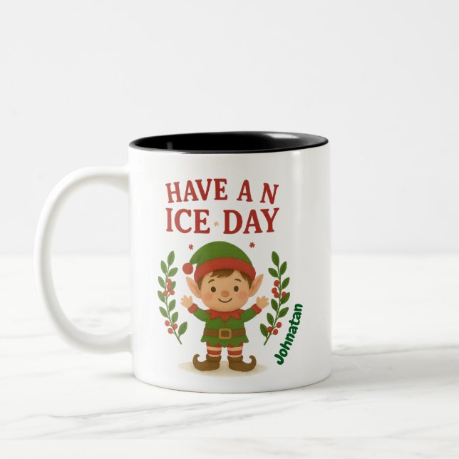 Mug d'elfe de Noël personnalisé (Gauche)