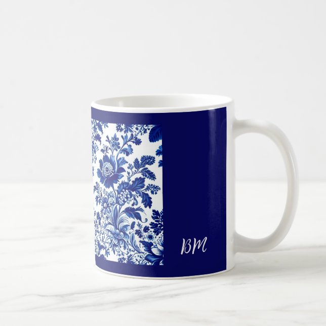 Mug delft bleu élégant vintage Floral (Droite)