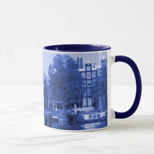 Mug Delft-Bleu-Regard de paysage urbain d'Amsterdam (Droite)