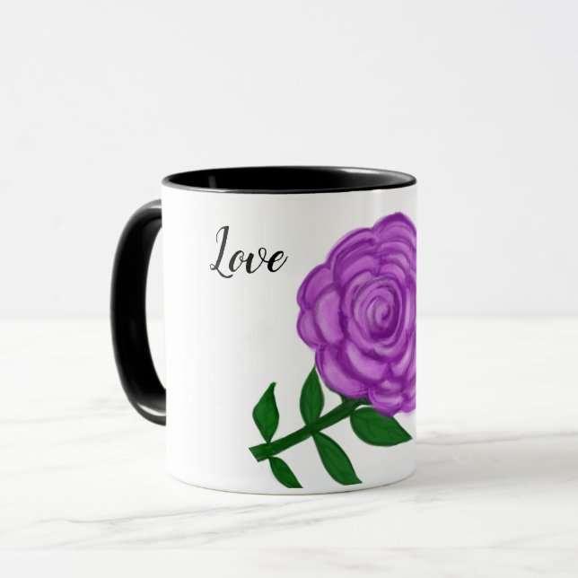 Mug Délicat Amour Fleur Violet (Devant gauche)