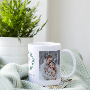 Mug Délicat Verdure de couronne Monogramme personnalis