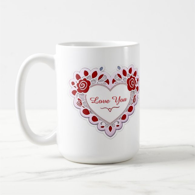 Mug Delicate Lace Heart Card (Gauche)
