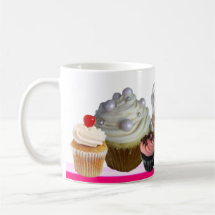 Mug DÉLICIEUX CUPCAKES DESERT SHOP, Rose, Fuchsia, Bla