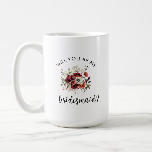 Mug Demande de témoin florale avec note sincère (Gauche)