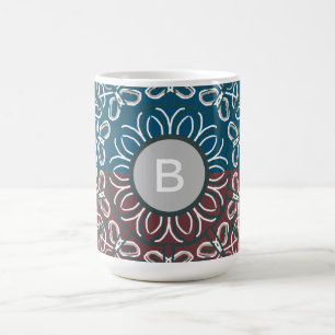 Mug Demi-ton tendance bleu mauve dentelle monogramme