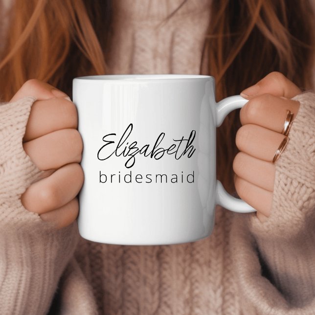 Mug Demoiselle d'honneur Écriture Moderne Minimaliste  (Créateur téléchargé)