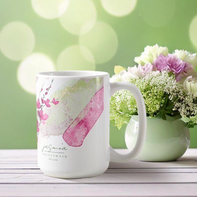 Mug Demoiselle d'honneur mariage champêtre Fuchsia ID9 (Créateur téléchargé)