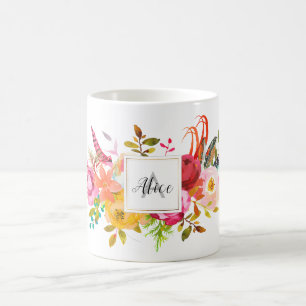 Mug Demoiselle d'honneur Monogramme Aquarelle Boho Fle