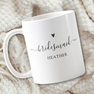 Mug Demoiselle d'honneur Simple Écriture Calligraphiqu