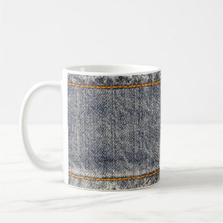 Mug Denim Blue Jeans : Décontracté Double Patch