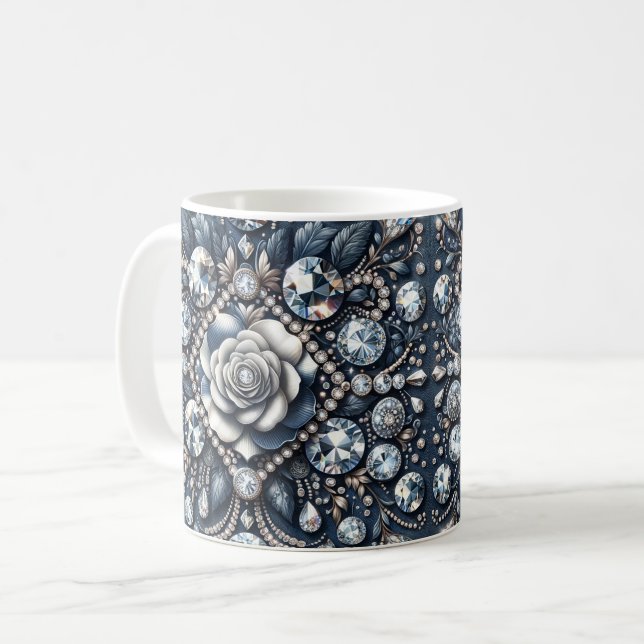 Mug Denim & Diamonds Glam Bling Rose Jewels (Devant gauche)