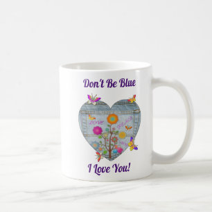 Mug Denim Pocket Fleurs cardiaques Papillons