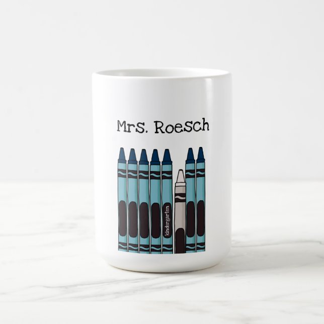 Mug d'enseignant personnalisé Turquoise Crayon (Centre)