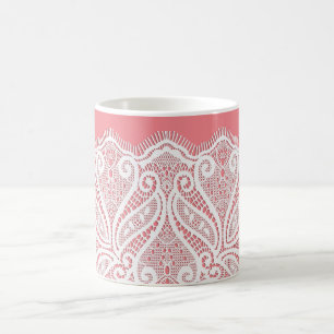 Mug Dentelle a l'air rose blanc vintage vieux mode
