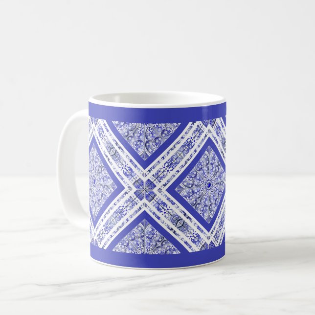 Mug Dentelle en céramique Bleu de Grèce (Devant gauche)