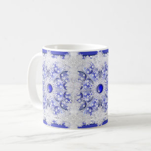 Mug Dentelle en céramique Bleu de Grèce & flocon de ne