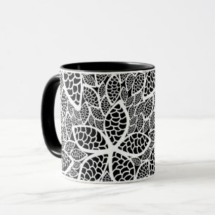 Mug Dentelle florale Noir Blanc