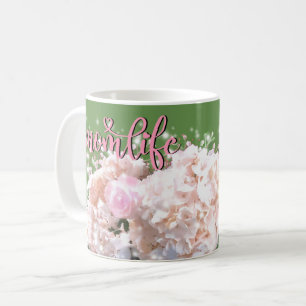 Mug Dentelles blanches romantiques hydrangées roses #m