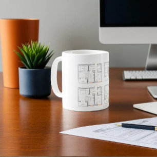 Mug d'entreprise avec plan détaillé