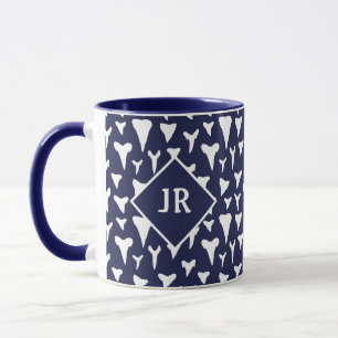 Mug Dents de requin bleu et blanc marine à motifs