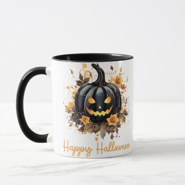 Mug Déplaisant Jack-O' Lantern Floral Halloween heureu (Gauche)