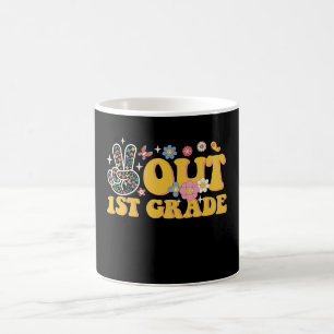 Mug Dernier jour d'école groovy de 1re année, Peace Ou