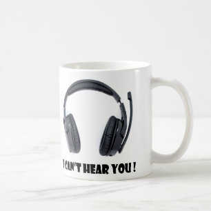 Mug des écouteurs plus le texte je ne peux pas vous