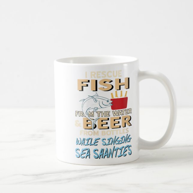 Mug Des Femmes Sauvent Du Poisson Et De La Bière En Ch (Droite)