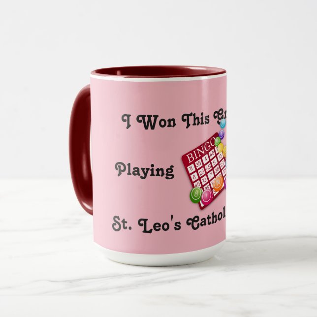 Mug des gagnants du Bingo rouge et rose (Devant gauche)