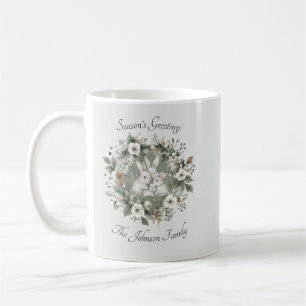 Mug Des lapins mignons dans une couronne d'hiver flora