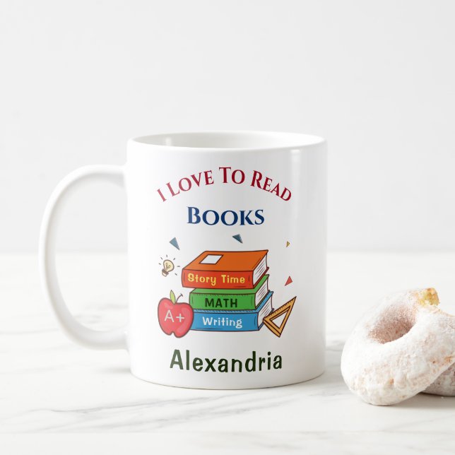 Mug Des livres amusants que j'aime lire enfant (Avec donut)