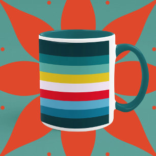 Mug Des rayures rouges et jaunes entre les tons bleus