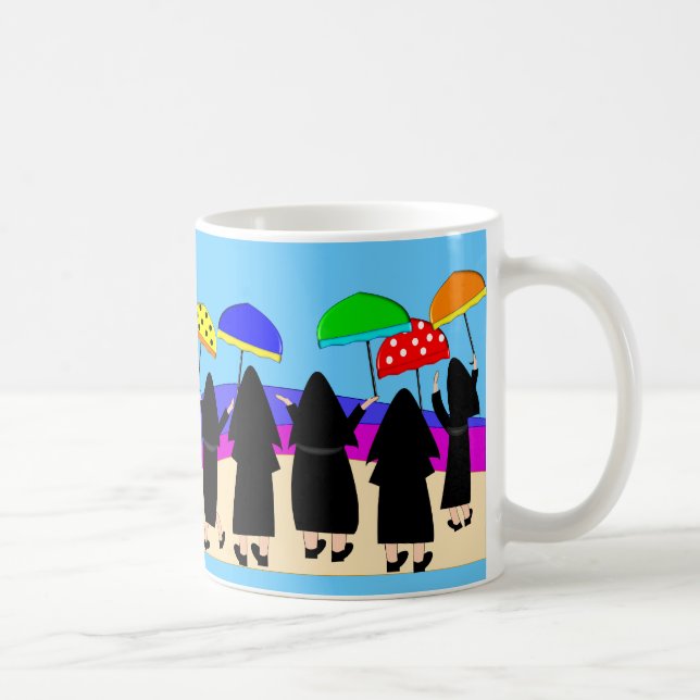 Mug Des Soeurs Avec Des Parapluies "Attente De Pluie" (Droite)