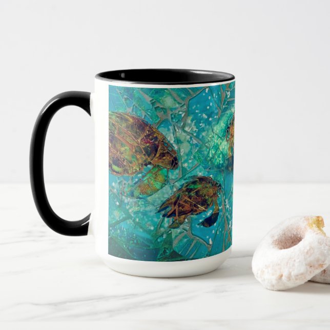 Mug des tortues de la Mosaïque indigénérosité (Avec donut)