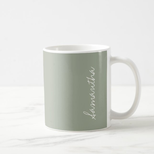 Mug Desert Sage Gris Vert Couleur Solide Personnalisé (Droite)