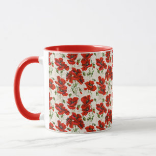 Mug Design Art nouveau vintage à motif de coquelicot r