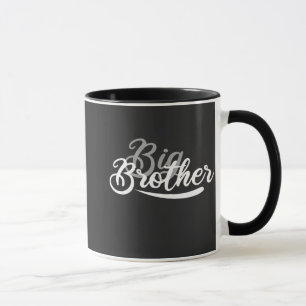 Mug design cursive gris blanc grand frère.