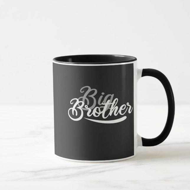Mug design cursive gris blanc grand frère. (Droite)