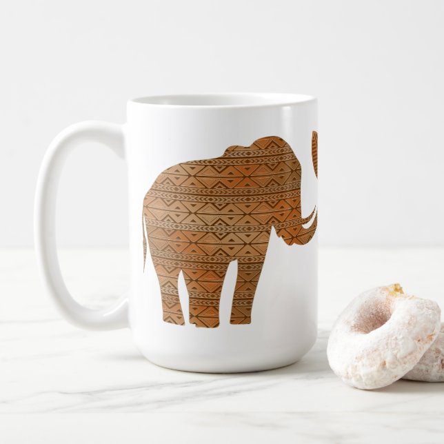Mug Design d'art tribal des éléphants (Avec donut)