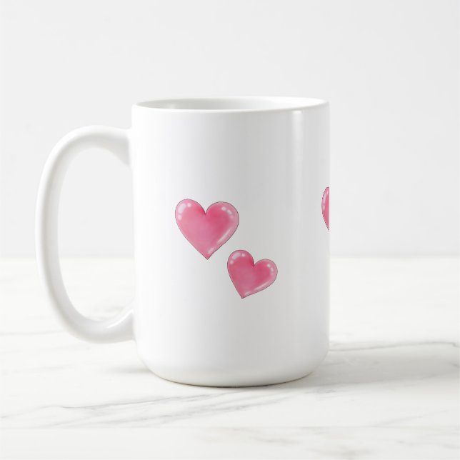 Mug Design de Coeurs roses romantiques - Bougie parfum (Gauche)