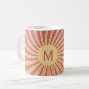 Mug Design de solarium de style rétro rose et orange