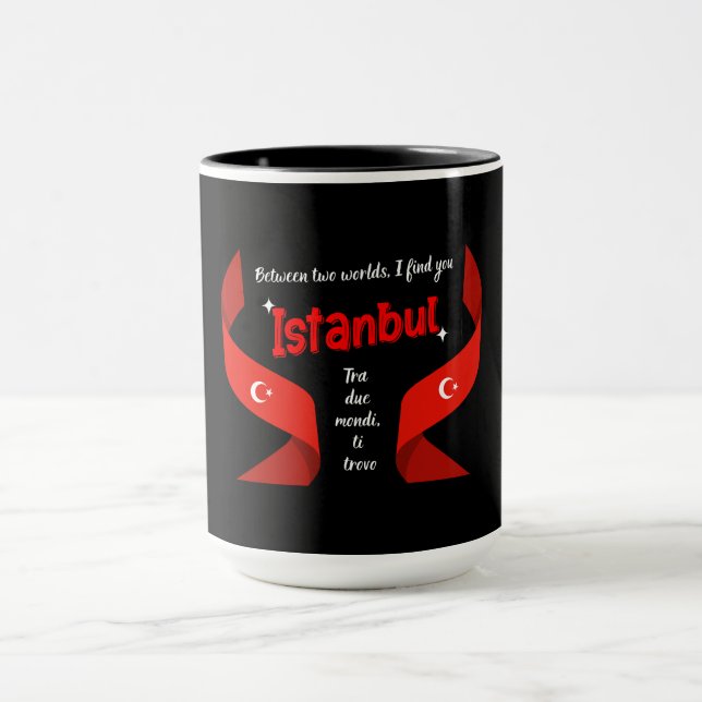 Mug Design d'Istanbul avec une citation d'amour biling (Centre)