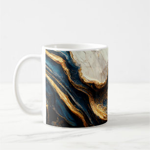 Mug Design en marbre de luxe avec or et bleu